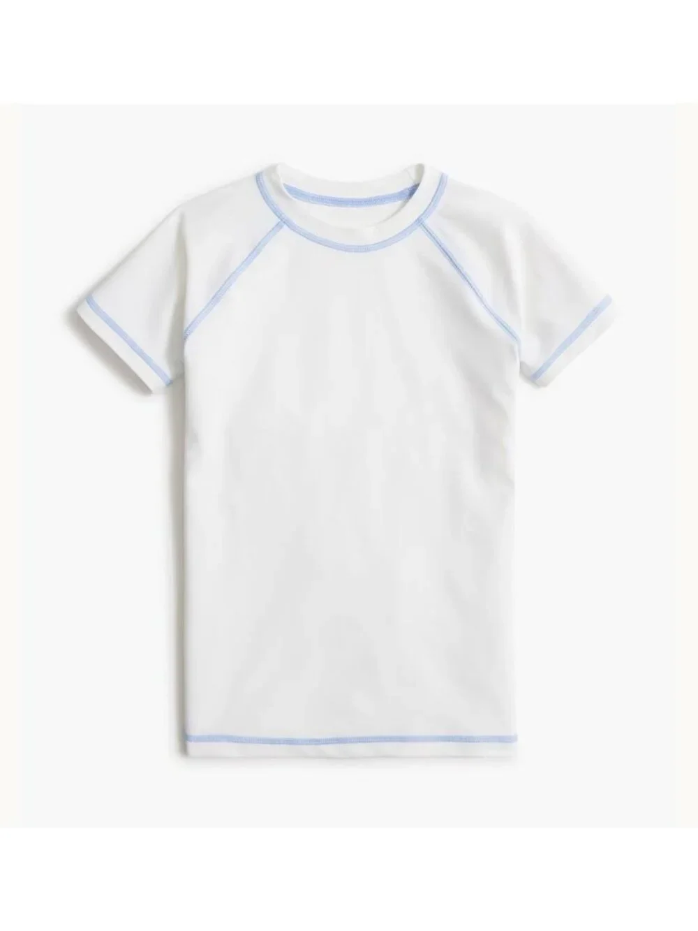 NWT J.Crew White and Blue Boys' Short Sleeve Rash Guard UPF 50+ - Size: M (8-9)